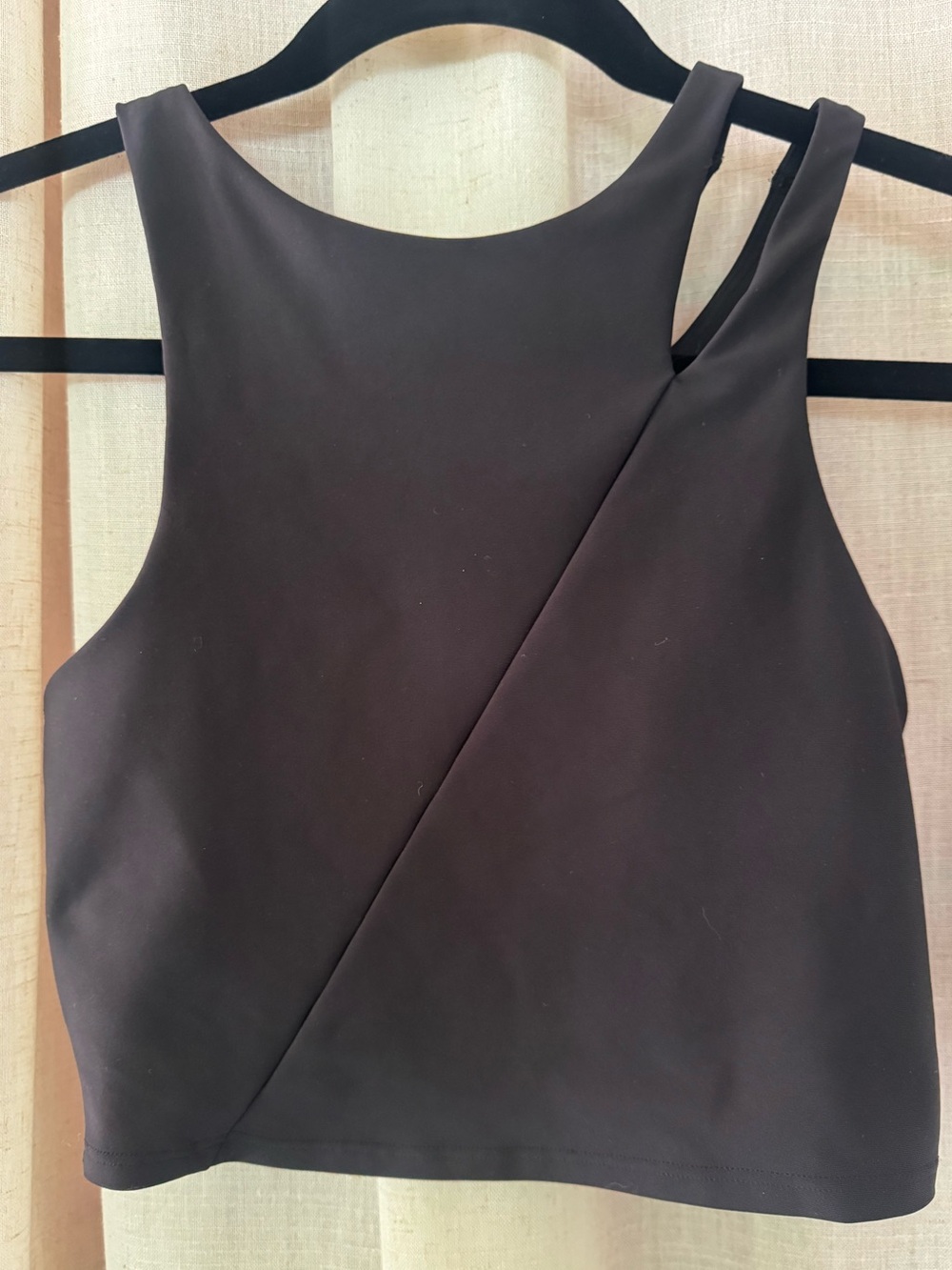 Old Navy Black Asymmetrical Longline Powersoft sports bra crop Top XS